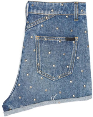 (Women) SAINT LAURENT SS22 High-Waisted Studded Denim Shorts Women Blue 684418Y893V4997 Lookbook (Women) SAINT LAURENT SS22 High-Waisted Studded Denim Shorts Women Blue 684418Y893V4997