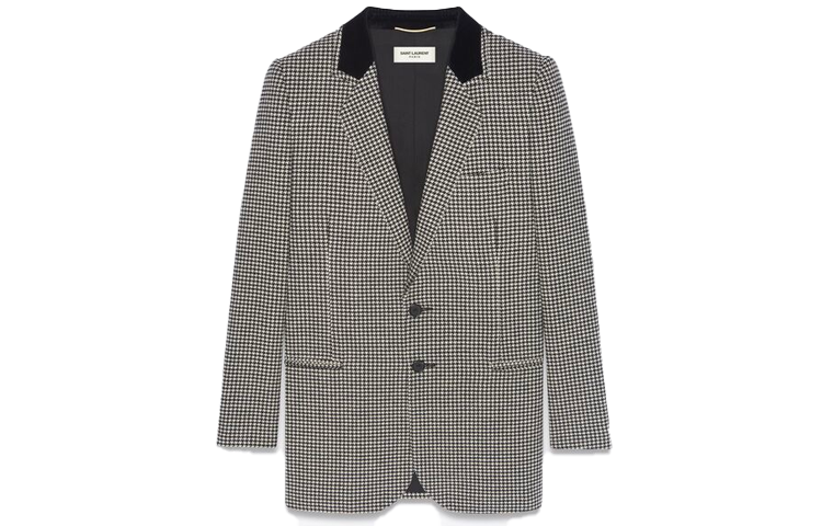 (Women) Saint Laurent SS22 Houndstooth Single-Breasted Grey Jacket 661324Y3D131095 圖 2