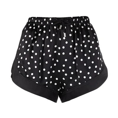 (Women) SAINT LAURENT SS22 Polka Dot High-Waisted Casual Shorts Black 688162Y3E101095