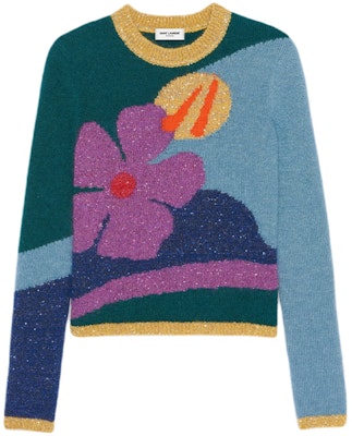 (Women) SAINT LAURENT SS22 Sequin Mohair Blend Jacquard Sweater Women Multicolor. 689908Y75MX1017 Order (Women) SAINT LAURENT SS22 Sequin Mohair Blend Jacquard Sweater Women Multicolor. 689908Y75MX1017