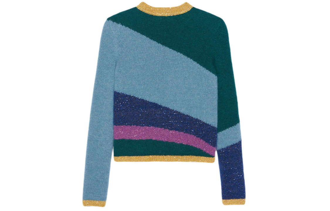 Lookbook (Women) SAINT LAURENT SS22 Sequin Mohair Blend Jacquard Sweater Women Multicolor. 689908Y75MX1017