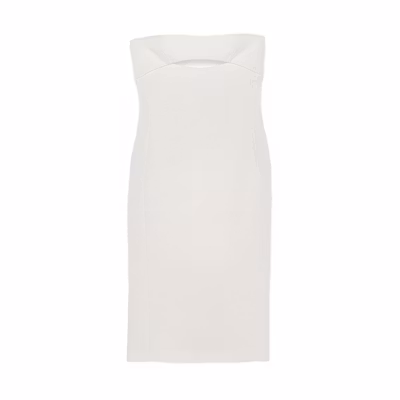 (Women) Saint Laurent SS22 Solid Cut-Out Sleeveless Mini Dress Shell White 683227Y3E309935