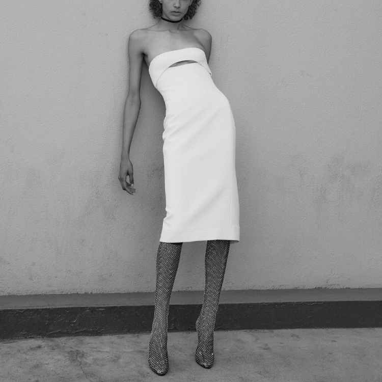 Shop (Women) Saint Laurent SS22 Solid Cut-Out Sleeveless Mini Dress  Shell White 683227Y3E309935