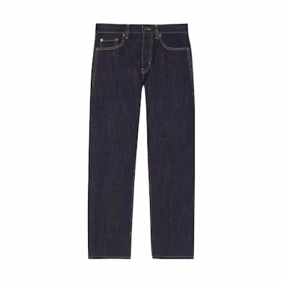 (Women) SAINT LAURENT SS22 Solid Straight-Leg Loose Jeans Women’s Dark Blue 688488Y24LA4335