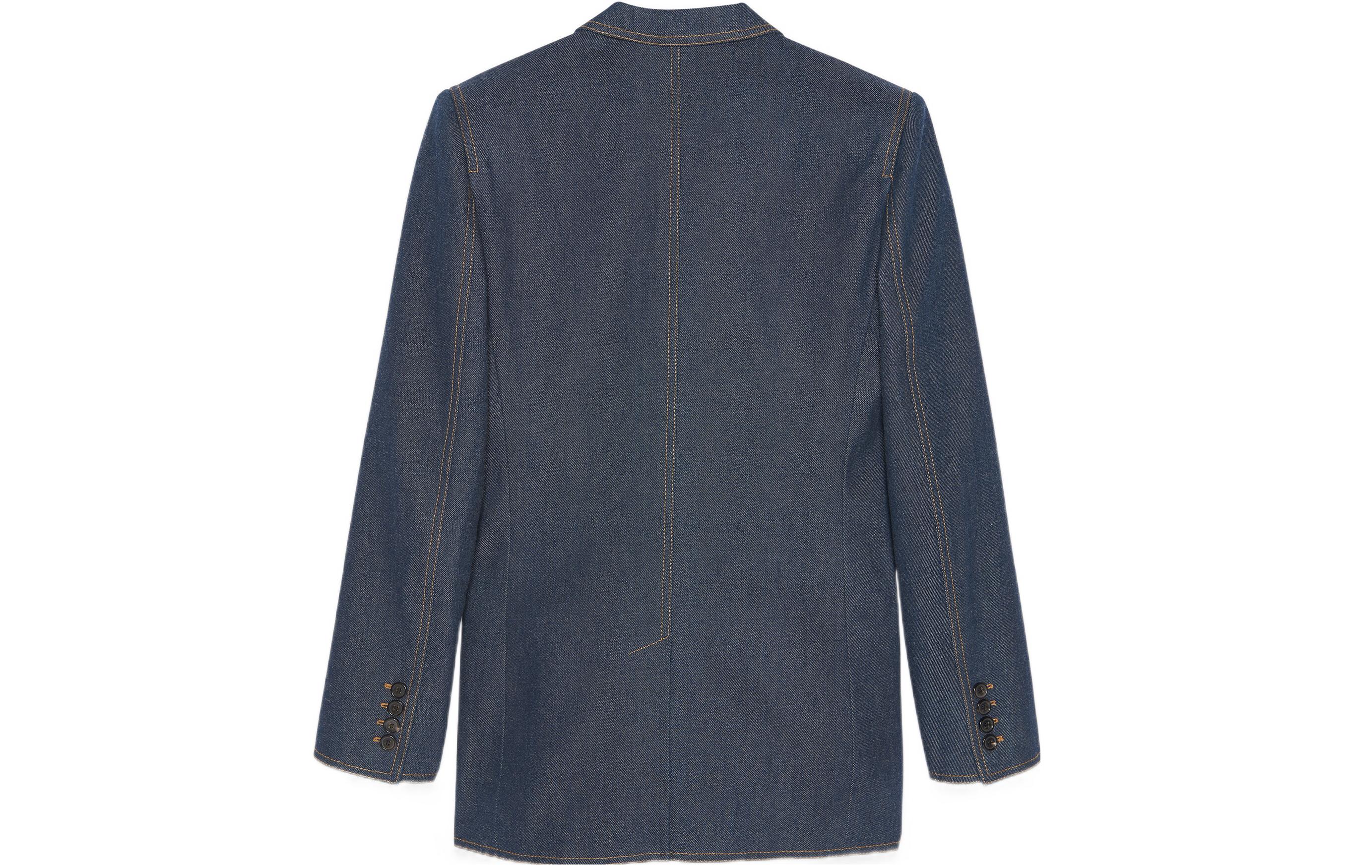 Lookbook (W) Saint Laurent SS22 條紋單排扣西裝外套 海軍藍西裝外套 685158Y5E534380