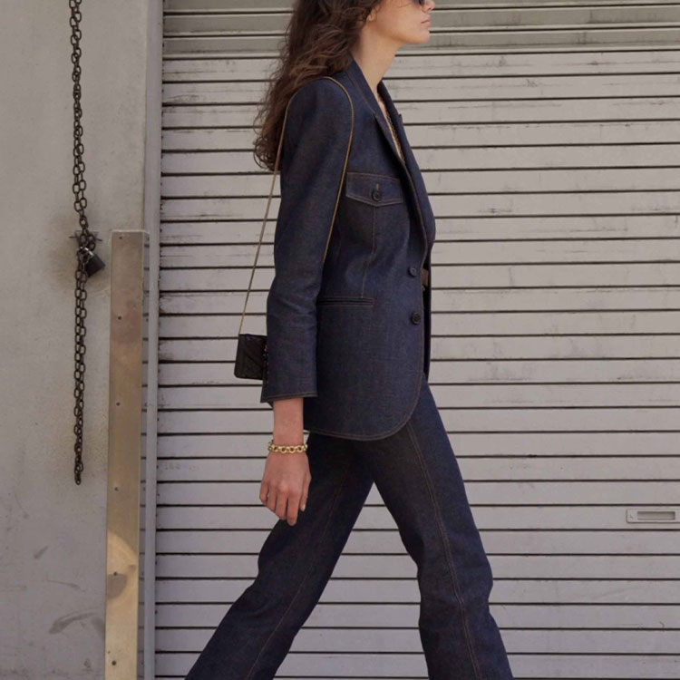 Purchase (W) Saint Laurent SS22 條紋單排扣西裝外套 海軍藍西裝外套 685158Y5E534380