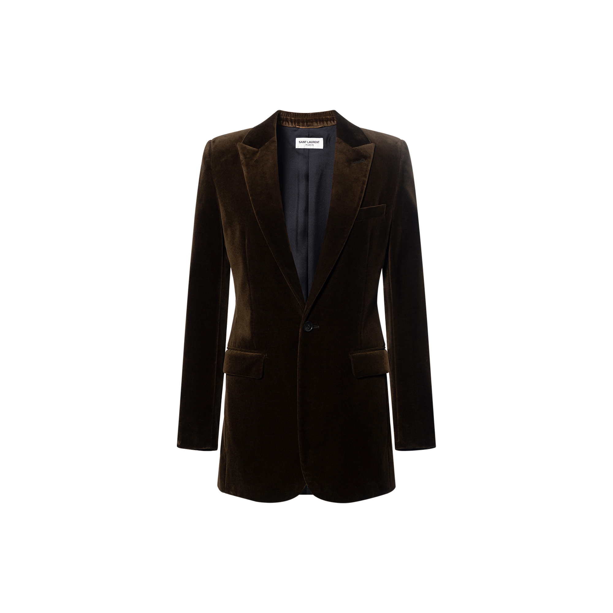 (Women) SAINT LAURENT SS22 Suede Solid Pocket Long Sleeve Blazer 632834Y615W2037