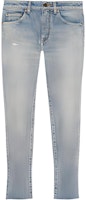 (Women) Saint Laurent SS22 Washed Distressed Skinny Mid-Rise Jeans Women Blue. 684424Y06DL4570 (Women) Saint Laurent SS22 Washed Distressed Skinny Mid-Rise Jeans Women Blue. 684424Y06DL4570