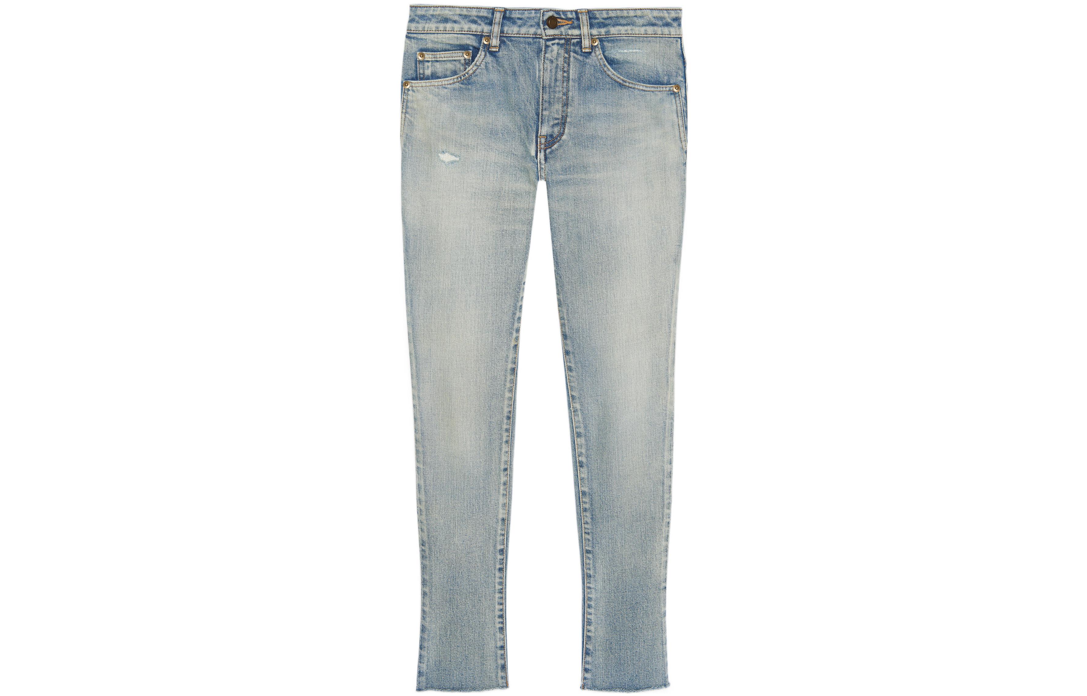 Order (Women) Saint Laurent SS22 Washed Distressed Skinny Mid-Rise Jeans Women Blue. 684424Y06DL4570
