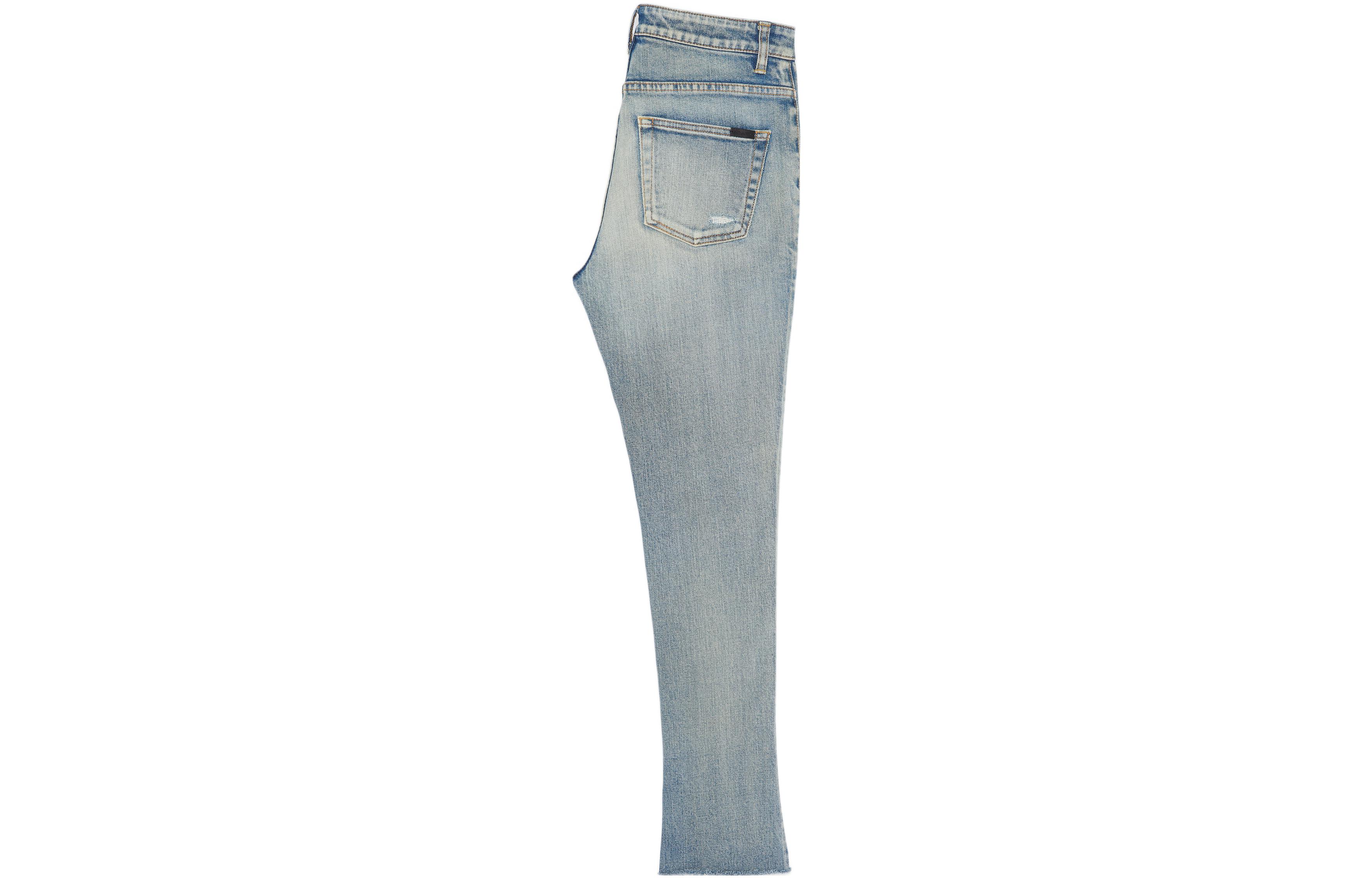 Lookbook (Women) Saint Laurent SS22 Washed Distressed Skinny Mid-Rise Jeans Women Blue. 684424Y06DL4570