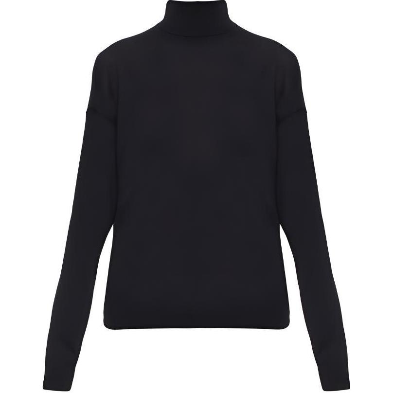 (Women) SAINT LAURENT SS23  Black High-Neck Long-Sleeve Sweater. 755010Y76GM1000