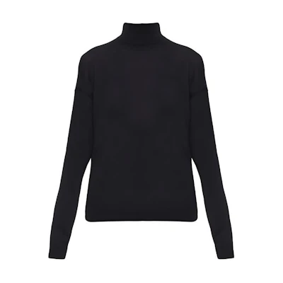(Women) SAINT LAURENT SS23 Black High-Neck Long-Sleeve Sweater. 755010Y76GM1000