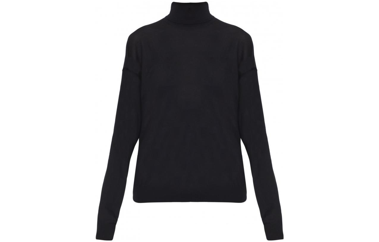 Order (Women) SAINT LAURENT SS23  Black High-Neck Long-Sleeve Sweater. 755010Y76GM1000