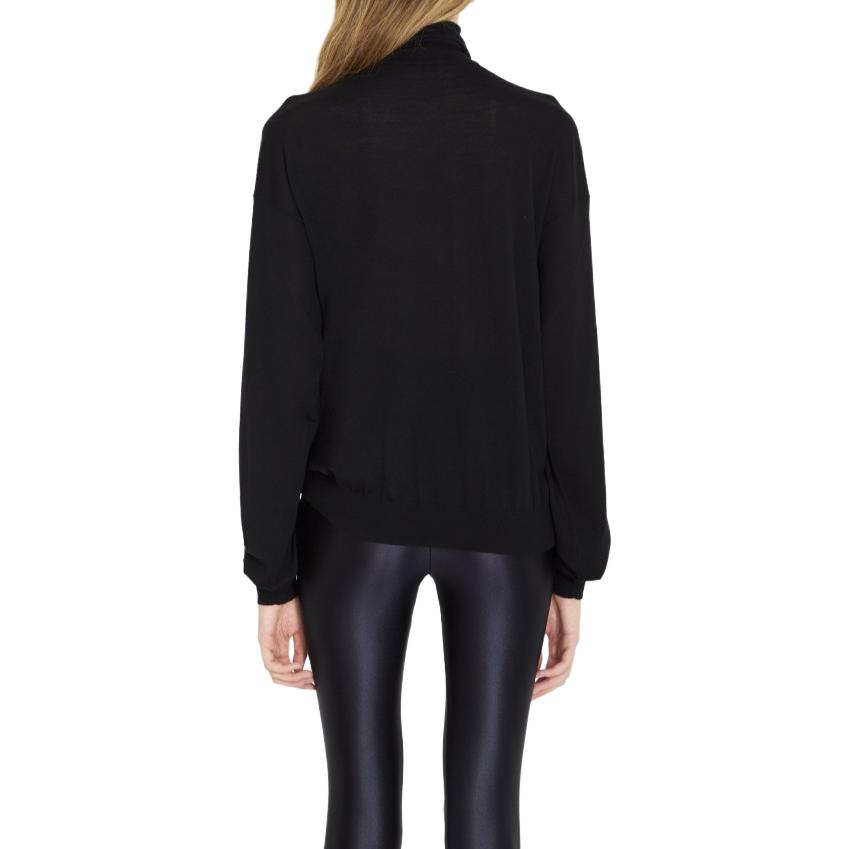 Shop (Women) SAINT LAURENT SS23  Black High-Neck Long-Sleeve Sweater. 755010Y76GM1000