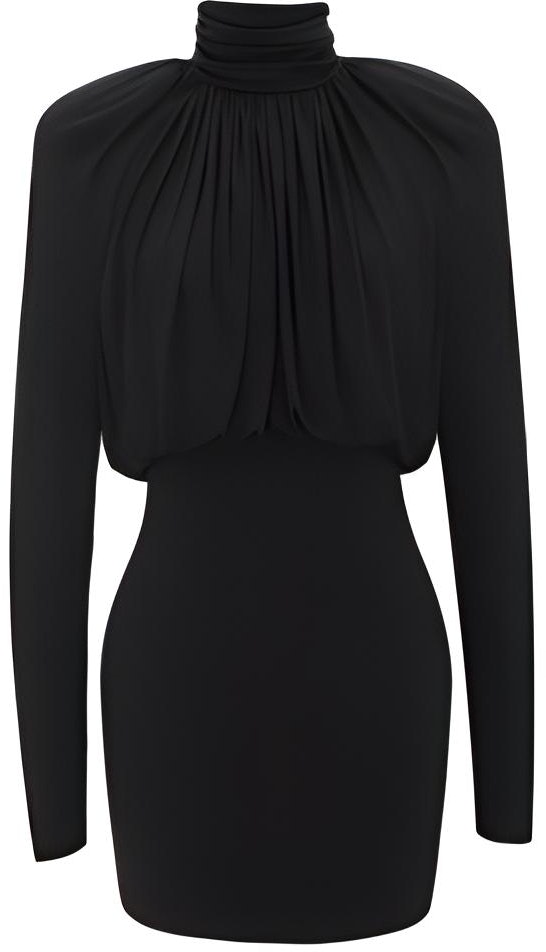 women-saint-laurent-ss-23-black-high-neck-long-sleeve-slim-fit-dress-748986-y5-f631000