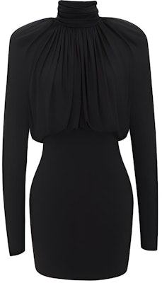 (W) SAINT LAURENT SS23 Gaun Hitam Slim Fit Lengan Panjang Leher Tinggi. 748986Y5F631000 Buy (W) SAINT LAURENT SS23 Gaun Hitam Slim Fit Lengan Panjang Leher Tinggi. 748986Y5F631000