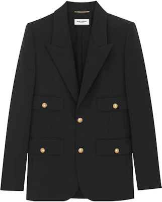 (W) SAINT LAURENT SS23 Blazer Negro de Bolsillo con Botón Único. 728768Y512W1000 Order (W) SAINT LAURENT SS23 Blazer Negro de Bolsillo con Botón Único. 728768Y512W1000