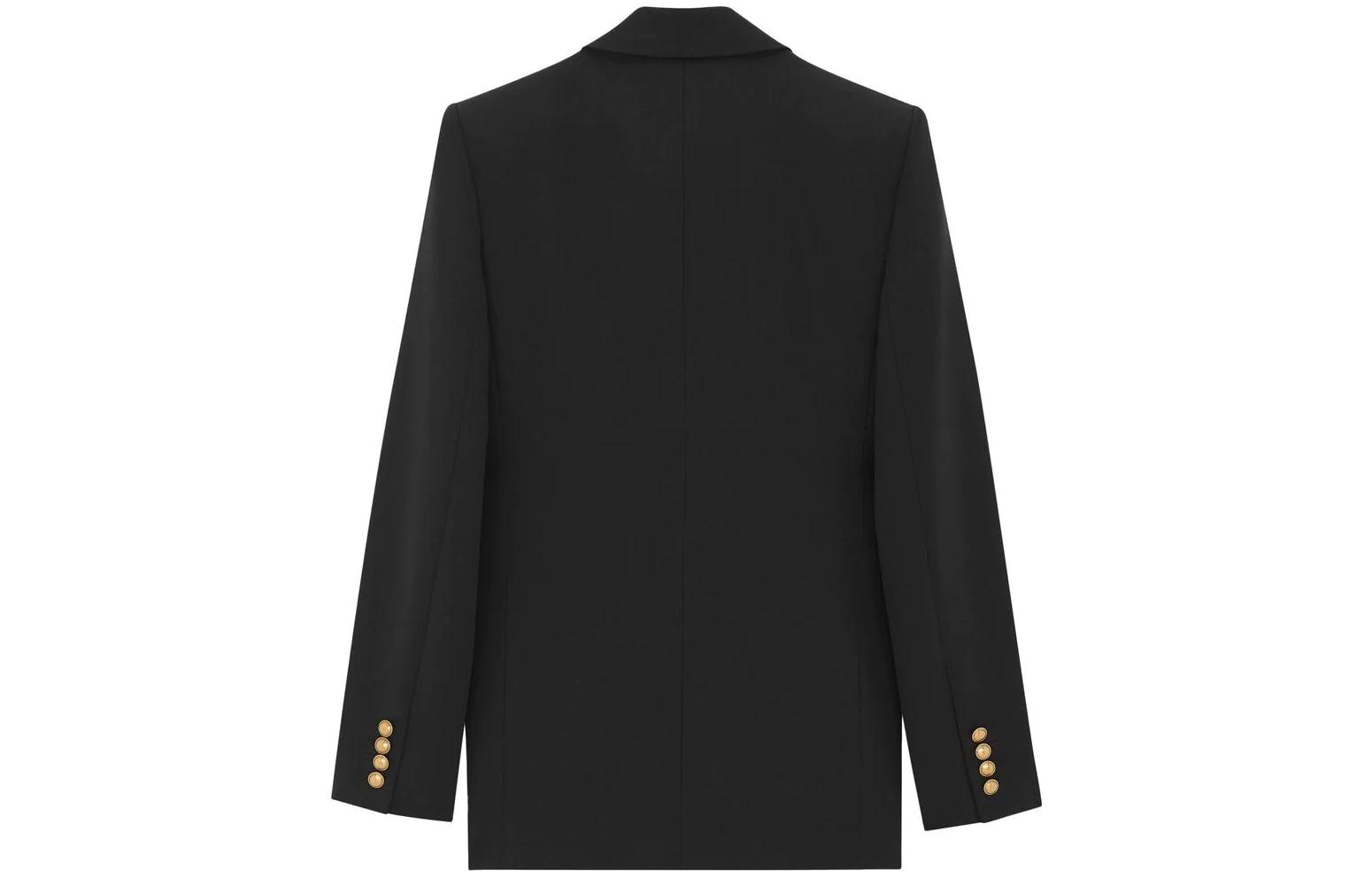 Lookbook (W) SAINT LAURENT SS23 Blazer Negro de Bolsillo con Botón Único. 728768Y512W1000