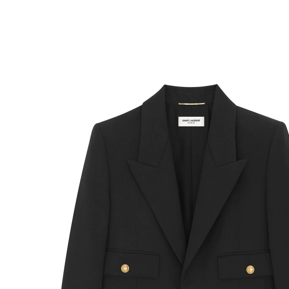 Shop (W) SAINT LAURENT SS23 Blazer Negro de Bolsillo con Botón Único. 728768Y512W1000