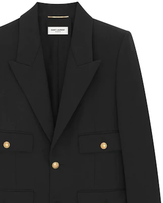 (W) SAINT LAURENT SS23 Blazer Negro de Bolsillo con Botón Único. 728768Y512W1000 Details for (W) SAINT LAURENT SS23 Blazer Negro de Bolsillo con Botón Único. 728768Y512W1000