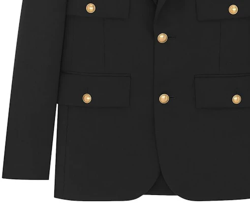(W) SAINT LAURENT SS23 Blazer Negro de Bolsillo con Botón Único. 728768Y512W1000 Sizing (W) SAINT LAURENT SS23 Blazer Negro de Bolsillo con Botón Único. 728768Y512W1000