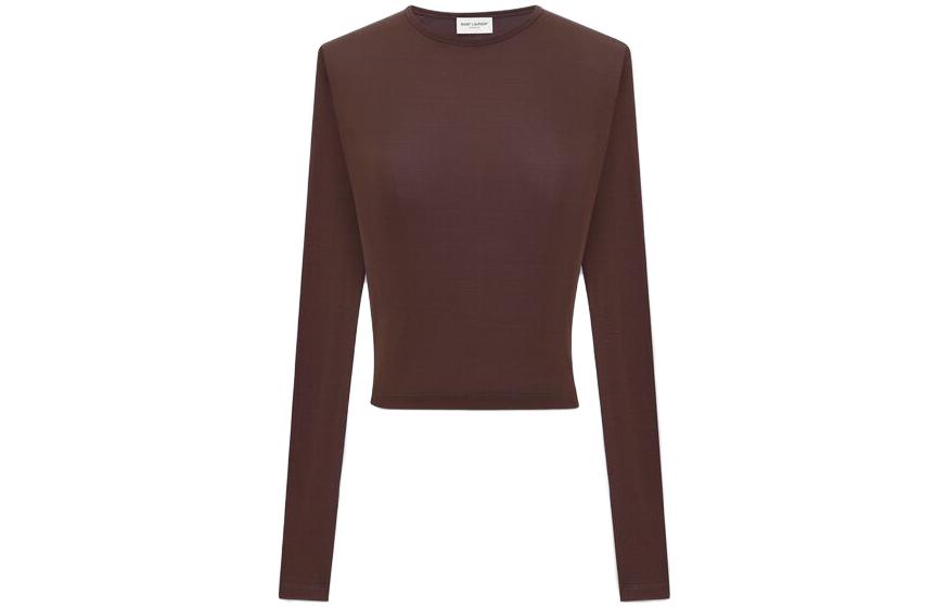 (Women) SAINT LAURENT SS23  Burgundy Knitted Pullover Casual T-Shirt 732931Y3G096440