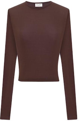 (W) SAINT LAURENT SS23 Burgundy Knitted Pullover Kaos Santai. 732931Y3G096440 Order (W) SAINT LAURENT SS23 Burgundy Knitted Pullover Kaos Santai. 732931Y3G096440