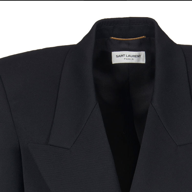 Purchase (W) サンローラン SS23 ダブルブレスト ロングジャケット ブラック 736883Y7E631000