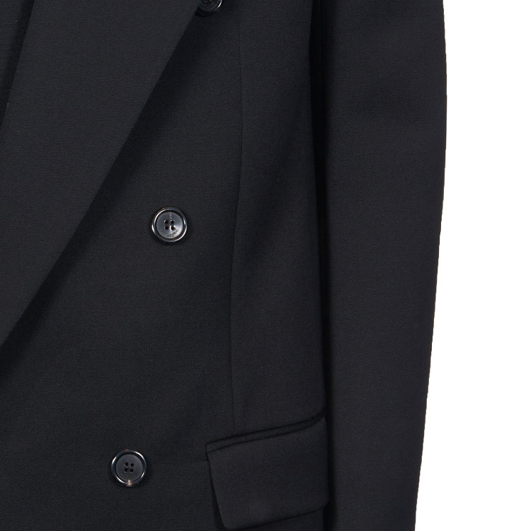Cheap (W) サンローラン SS23 ダブルブレスト ロングジャケット ブラック 736883Y7E631000