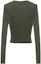 Lookbook (Women) SAINT LAURENT SS23 Green Crew Neck Long Sleeve T-Shirt 735702Y76BM1340