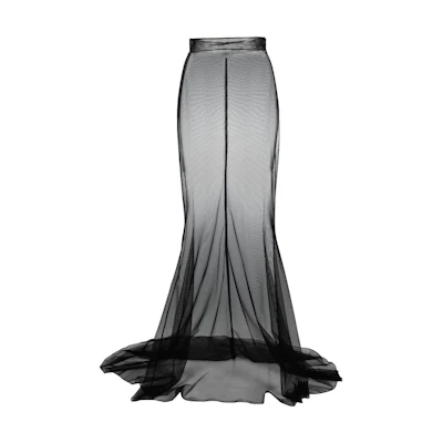 (Women) SAINT LAURENT SS23 High-Waist Slim Black Sheer Mermaid Skirt 717931Y257L1000