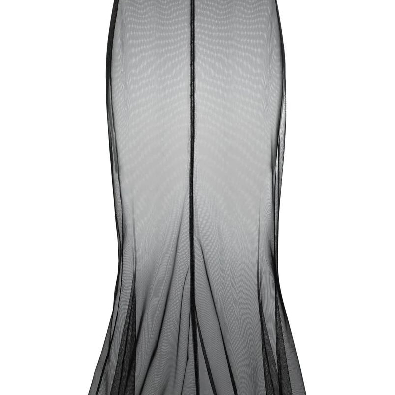 Details for (W) SAINT LAURENT SS23 Skirt Hitam Pinggang Tinggi Slim Sheer Gaya Duyung. 717931Y257L1000