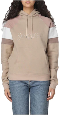 (Women) Saint Laurent SS23 Beige Striped Hoodie with Logo Embroidery 728319Y37CG5783 Order (Women) Saint Laurent SS23 Beige Striped Hoodie with Logo Embroidery 728319Y37CG5783