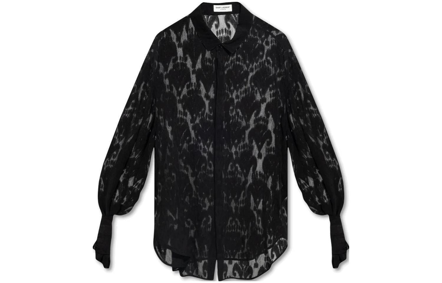 (Women) SAINT LAURENT SS23 Gradient Pattern Shirt Women’s Black 730442Y2G191000