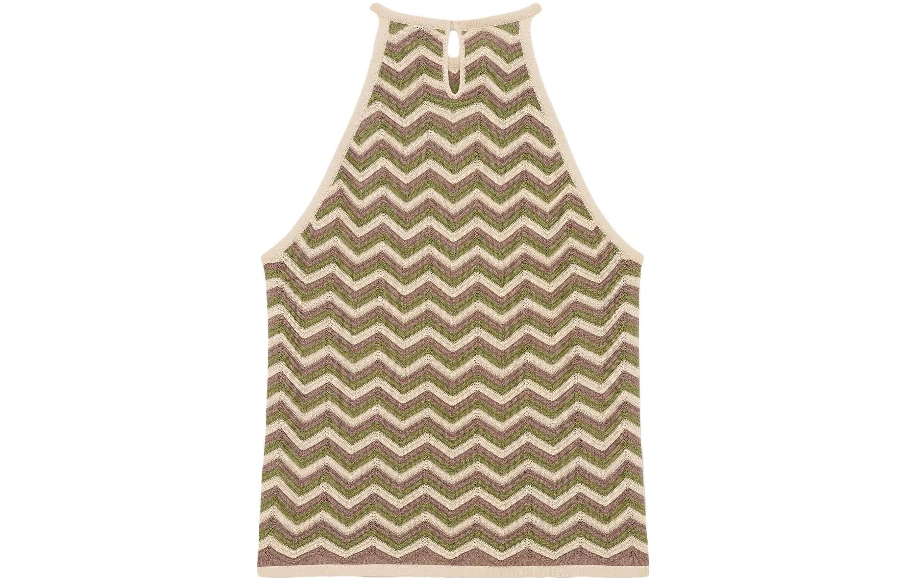 Lookbook (W) サンローラン SS23 ヘリンボーンニットキャミソールタンクトップ レディース 732882Y75ZD8503