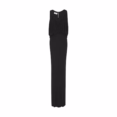 (Women) Saint Laurent SS23 Solid Pleated Sleeveless Dress . 734799Y5G981000