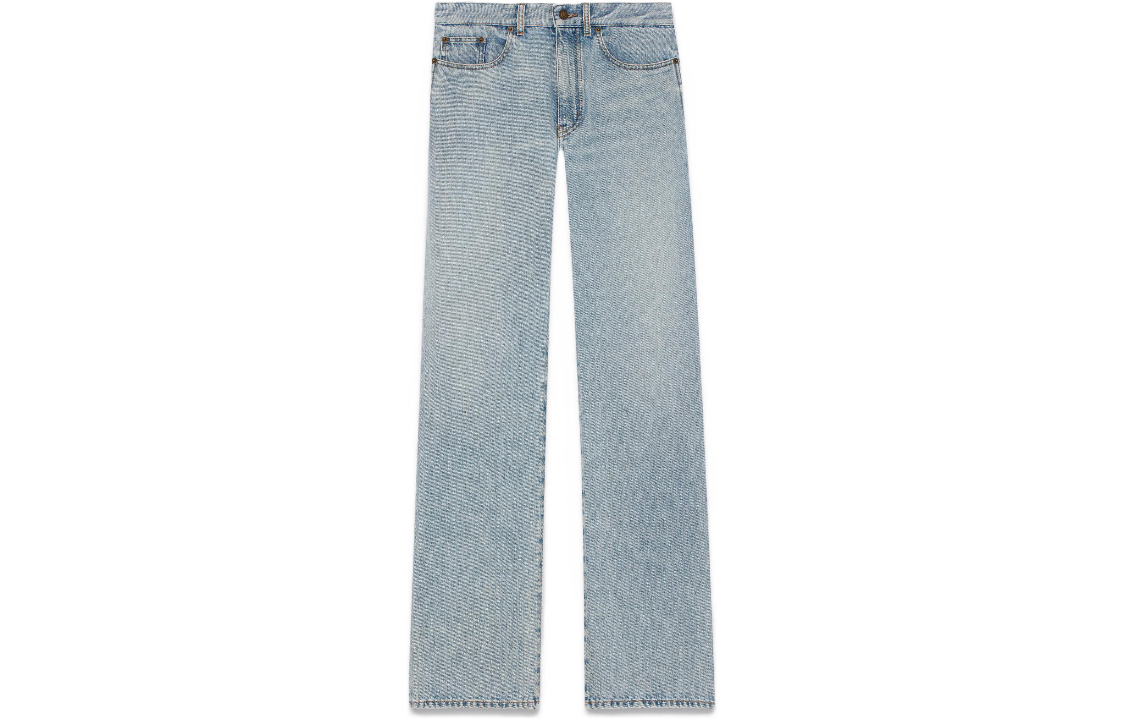 Order (W) 圣罗兰 SS23 女士水洗直筒牛仔裤 浅蓝色. 731214Y21KB4214