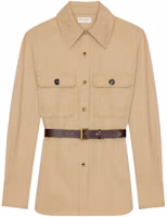 (Women) SAINT LAURENT SS24 Beige Slim Fit Long Sleeve Shirt 792794Y9I302965 (Women) SAINT LAURENT SS24 Beige Slim Fit Long Sleeve Shirt 792794Y9I302965