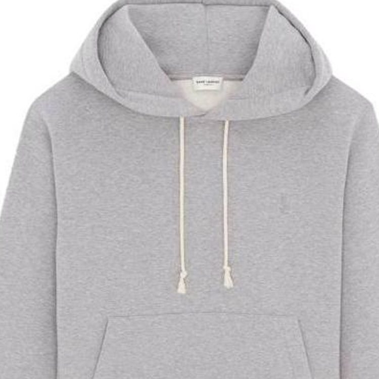 Shop (W) SAINT LAURENT SS24 Hoodie Abu-Abu Lengan Panjang Warna Polos. 778559Y37PU1403