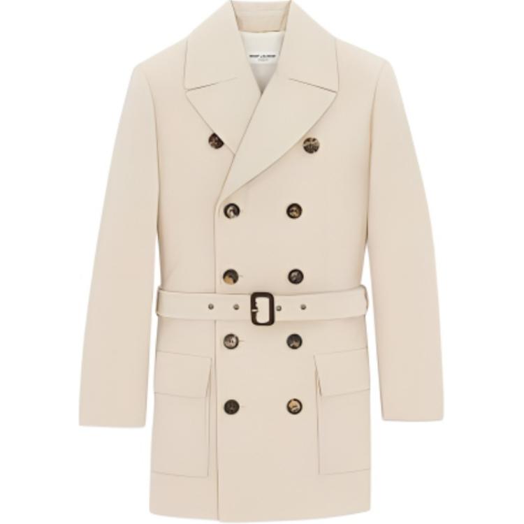 (Women) Saint Laurent SS24 Double-Breasted Belted Loose Jacket Light Beige 778548Y3I859277