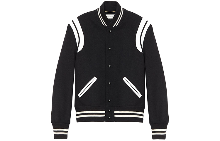 (Women) Saint Laurent Striped Bomber Black Bomber Jacket 376283YYD801900