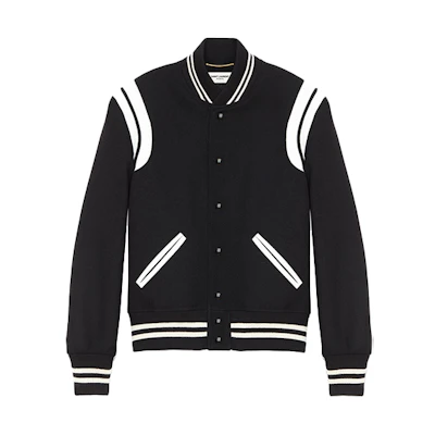 (Women) Saint Laurent Striped Bomber Black Bomber Jacket 376283YYD801900