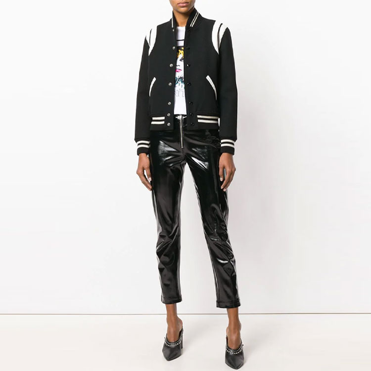 Details for (W) 생로랑 스트라이프 블랙 봄버 재킷 376283YYD801900