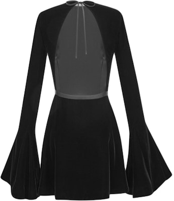 (W) 圣罗兰女士黑色麂皮无背圆领绑带喇叭袖连衣裙 803917Y1H021000 Lookbook (W) 圣罗兰女士黑色麂皮无背圆领绑带喇叭袖连衣裙 803917Y1H021000