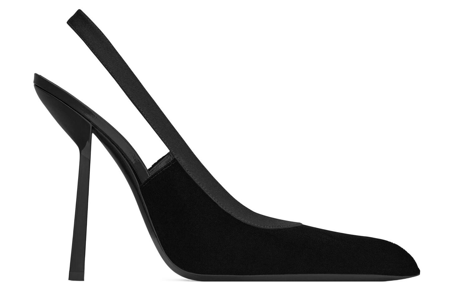 Order (W) Saint Laurent Tumit Tinggi Suede 'Hitam' 763432GVOAC1000