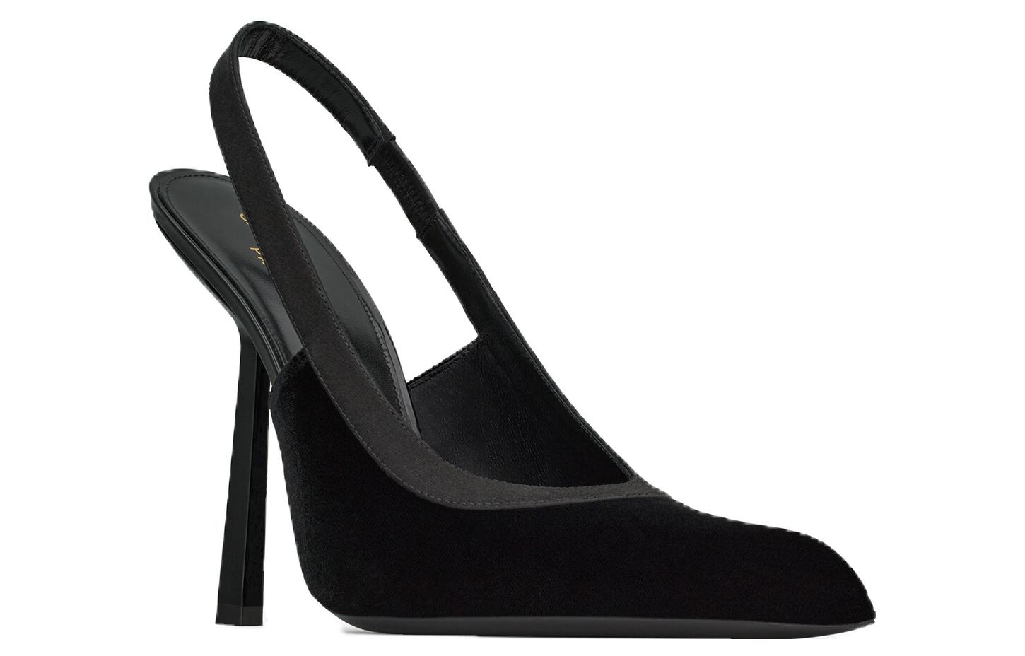 Lookbook (W) Saint Laurent Tumit Tinggi Suede 'Hitam' 763432GVOAC1000