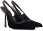Shop (W) Saint Laurent Tumit Tinggi Suede 'Hitam' 763432GVOAC1000