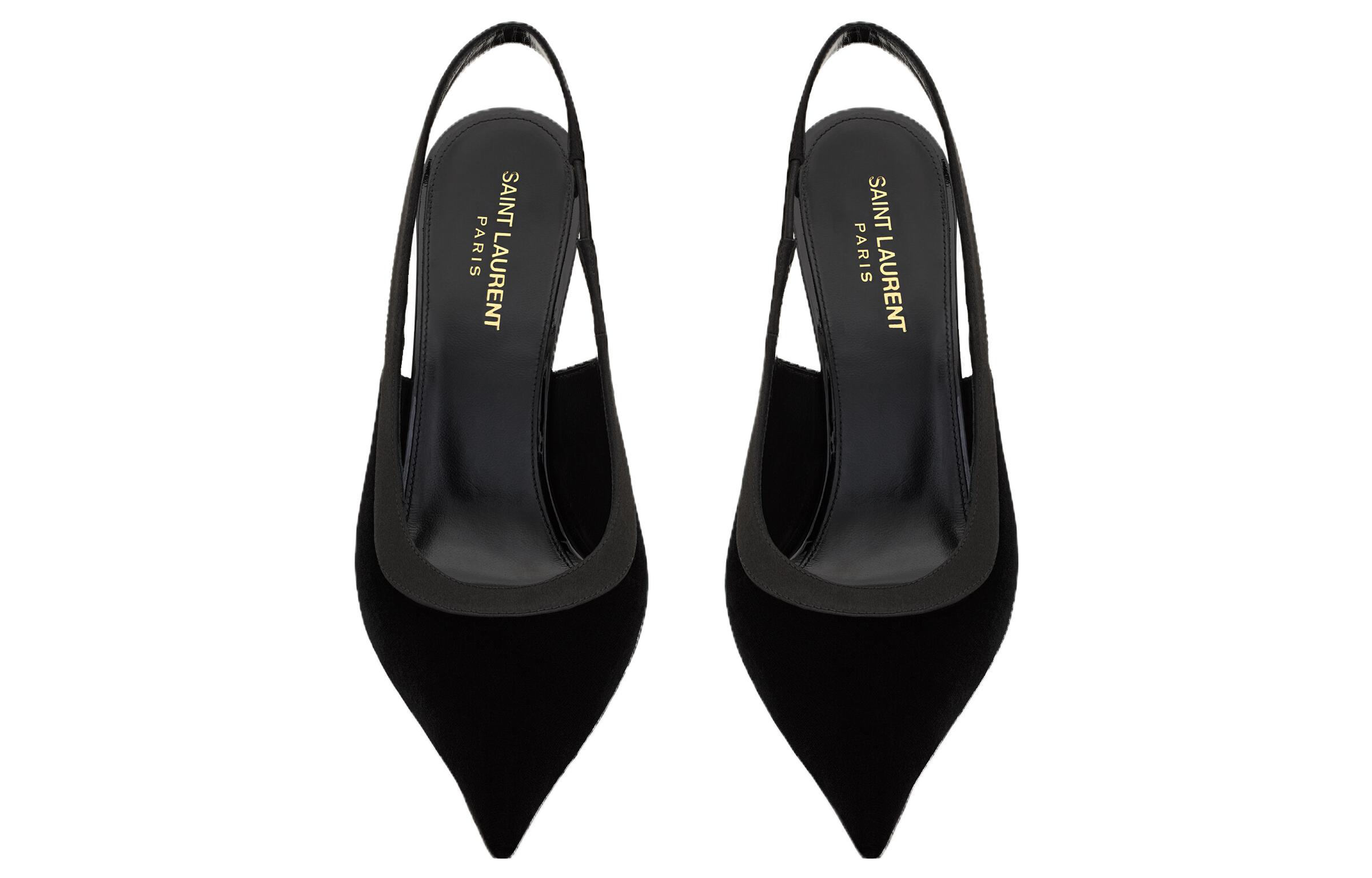 Purchase (W) Saint Laurent Tumit Tinggi Suede 'Hitam' 763432GVOAC1000