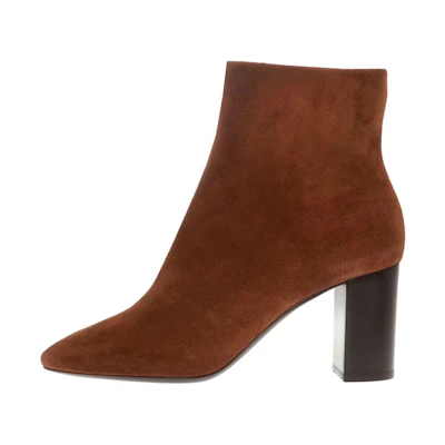 (W) Saint Laurent Suede Leather Zip Short Boots 'Brown'