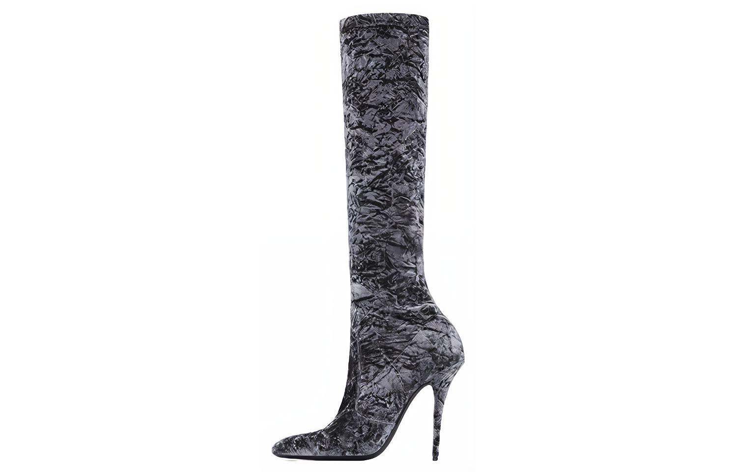 (Women) Saint Laurent Talia 'Cold Grey Velvet' 711197AAAPV1424